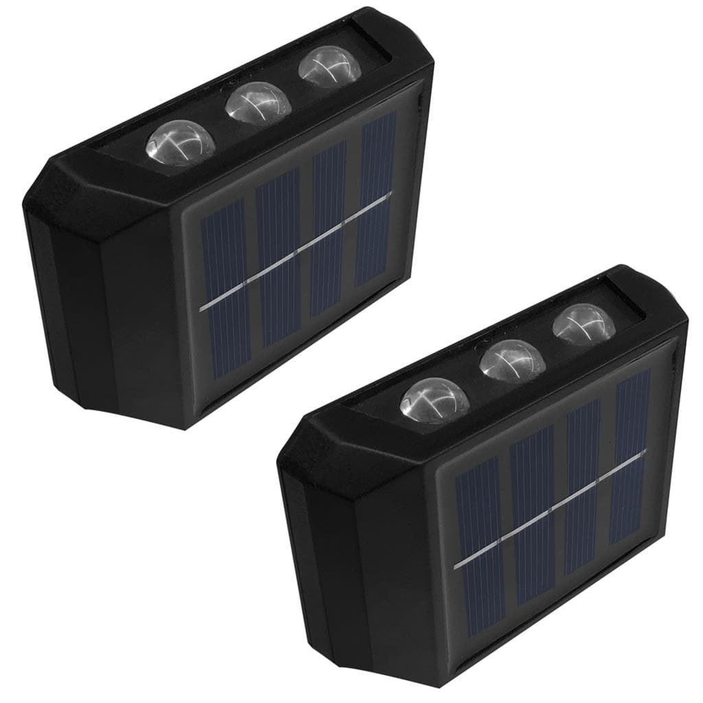 Kit 2x Arandela Luminaria Lampada Led Com 6 Led De Parede Sensor Solar