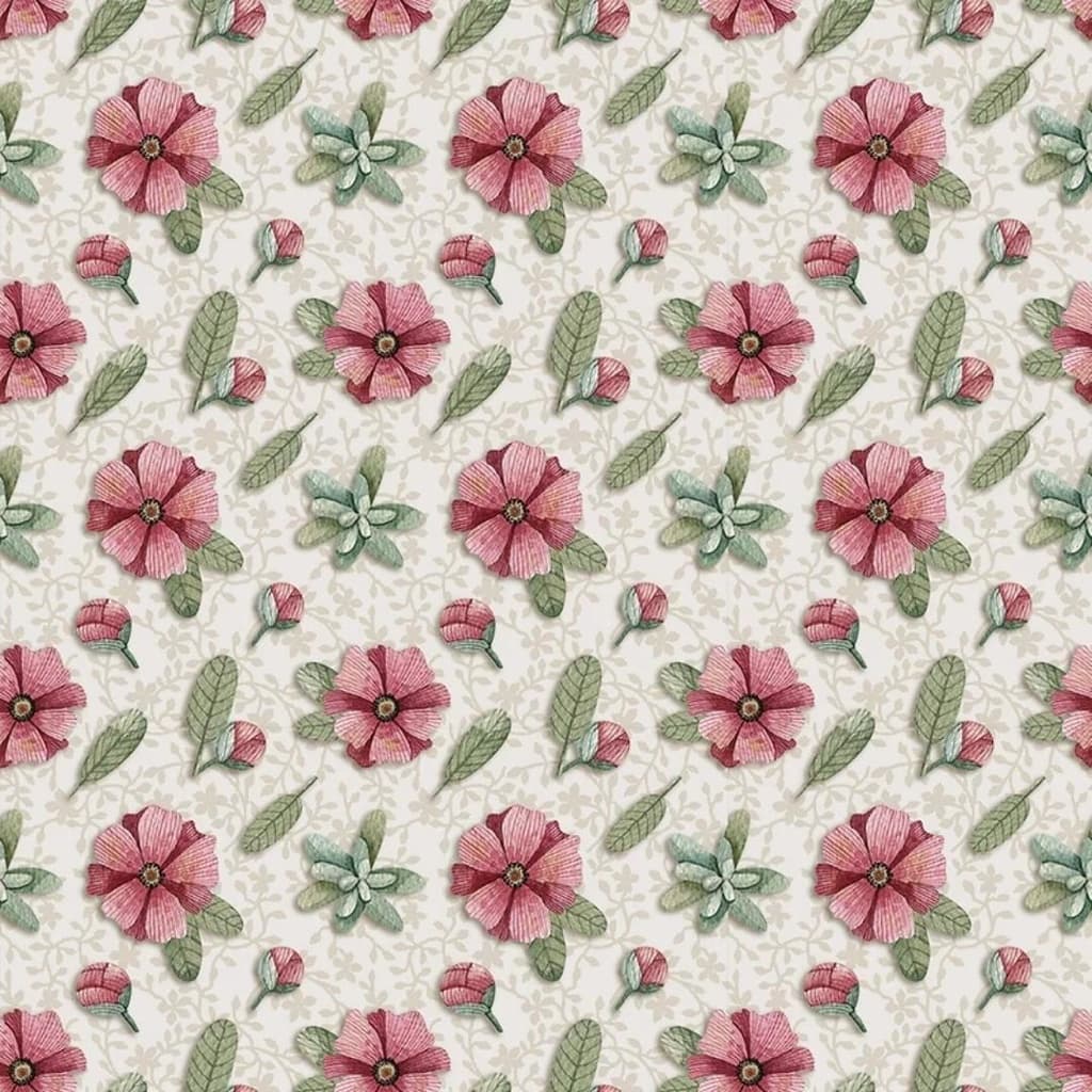 Tecido Patchwork Digital Mini Flores Bege Amizade AM011