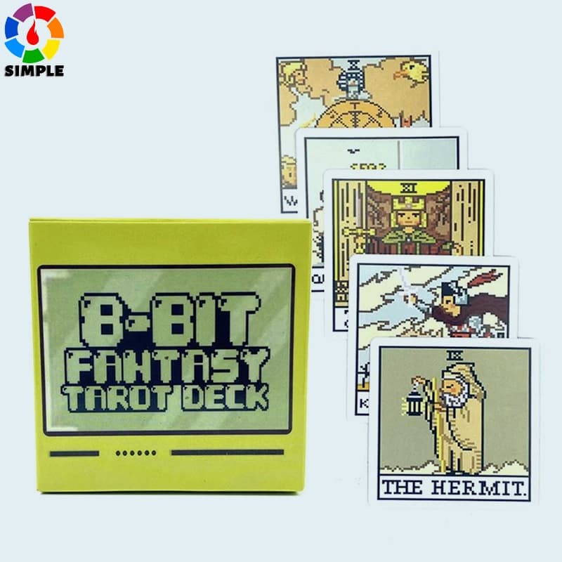 7X7cm 8 Bit Fantasy Tarot Deck Card Prophecy Divination Family Party Board Fortune Telling Game Beginners Card