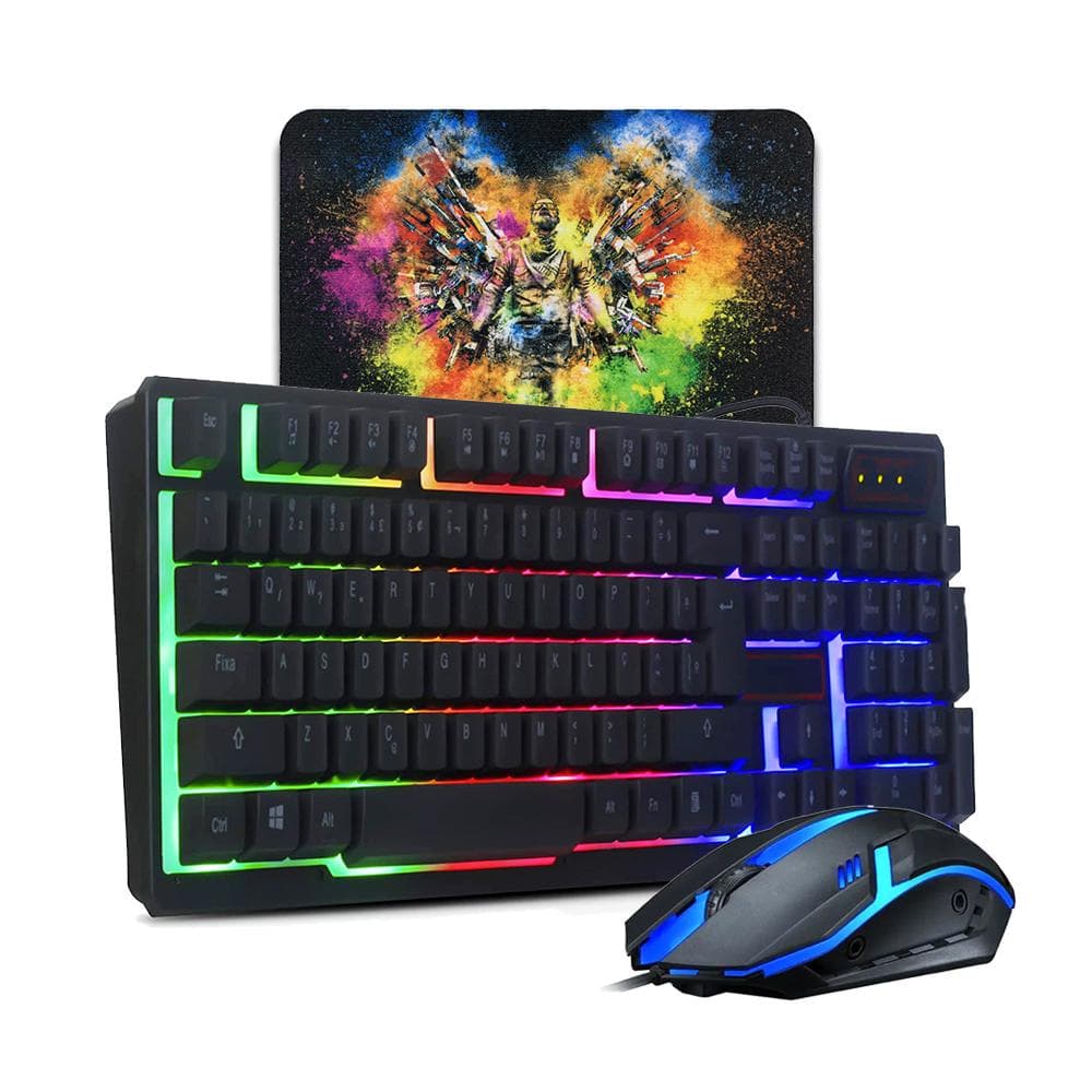 Kit Teclado Semi-mecanico + Mouse Gamer Optico + Mouse Pad
