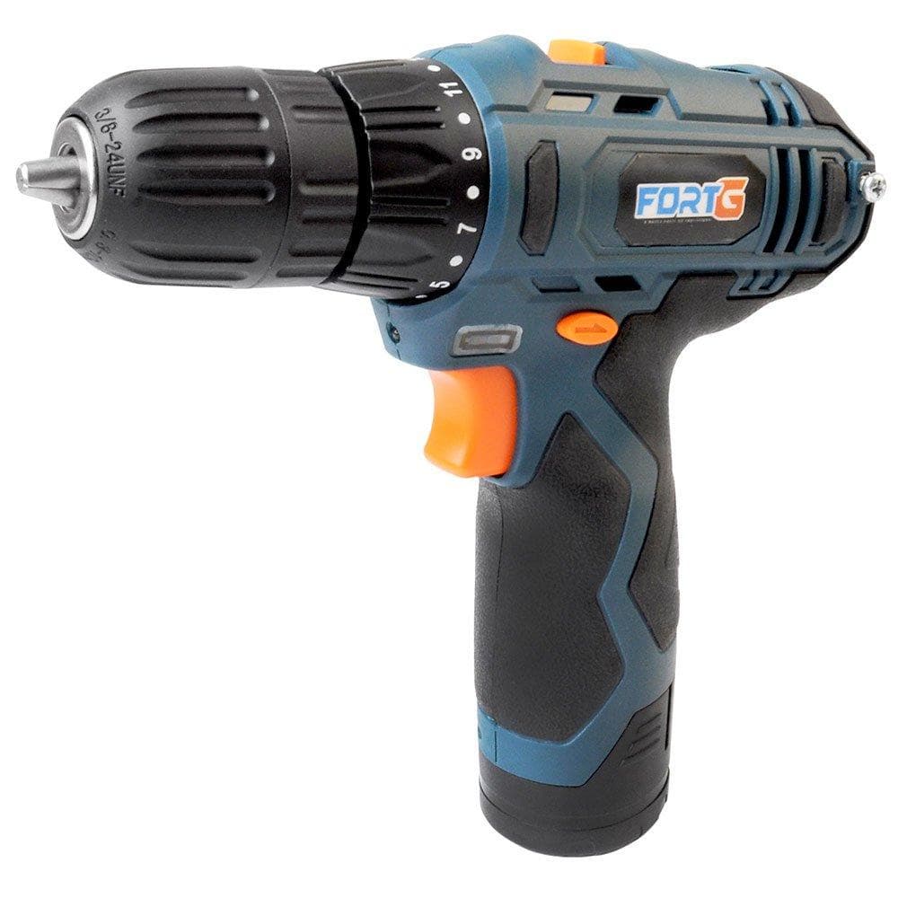Parafusadeira Furadeira Mandril 3/8" Polegadas Bivolt Bateria 12V 1,3Ah Lítio Torque 26Nm - FortG
