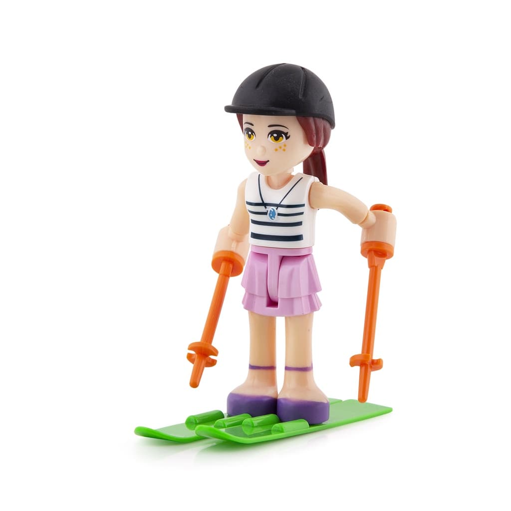 Boneca Estilo Polly Articulada Com Acessórios 1 patins 2 Skis 2 Fixaxões