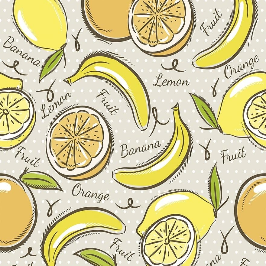 Tecido Patchwork Yellow Fruits Modern Kitchen Creme 13207