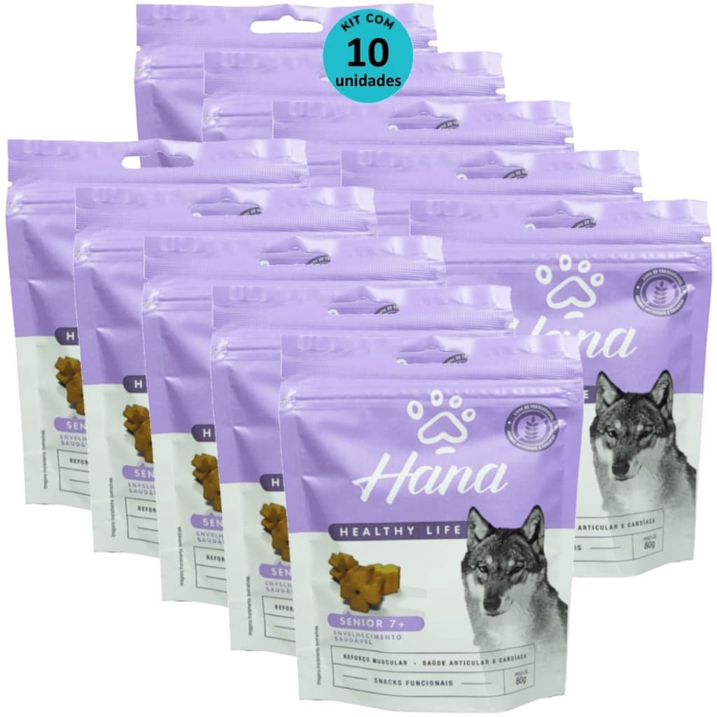 Hana Senior 7 + Envelhecimento Saudável 80g Snacks Para Cães Adultos Kit C/ 10 un
