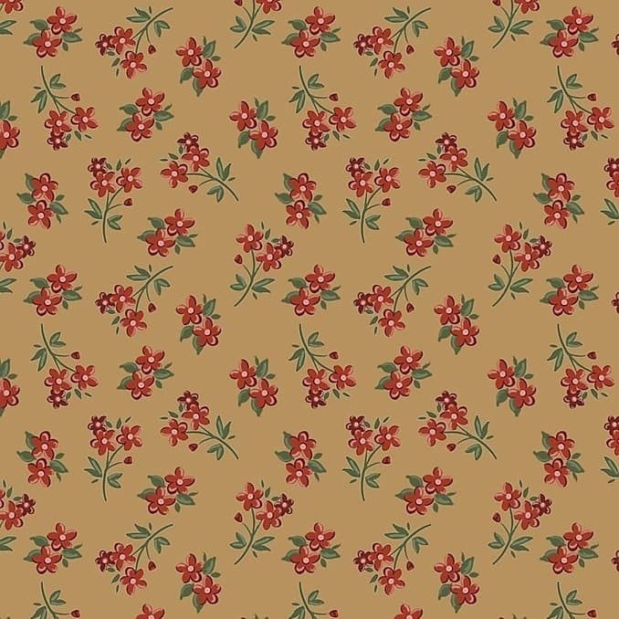 Tecido Patchwork Digital Flores Caramelo Sunbonet BO003