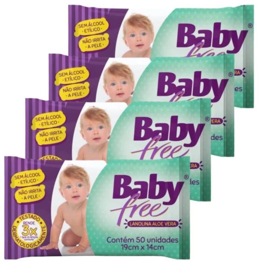 Lenço Umedecido Toalha Baby Free  Kit com 15 unidades ( 50 lenços cada unidade )