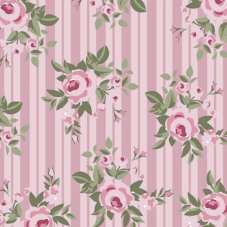 Tecido Patchwork Floral Pássaros Rosa RT267