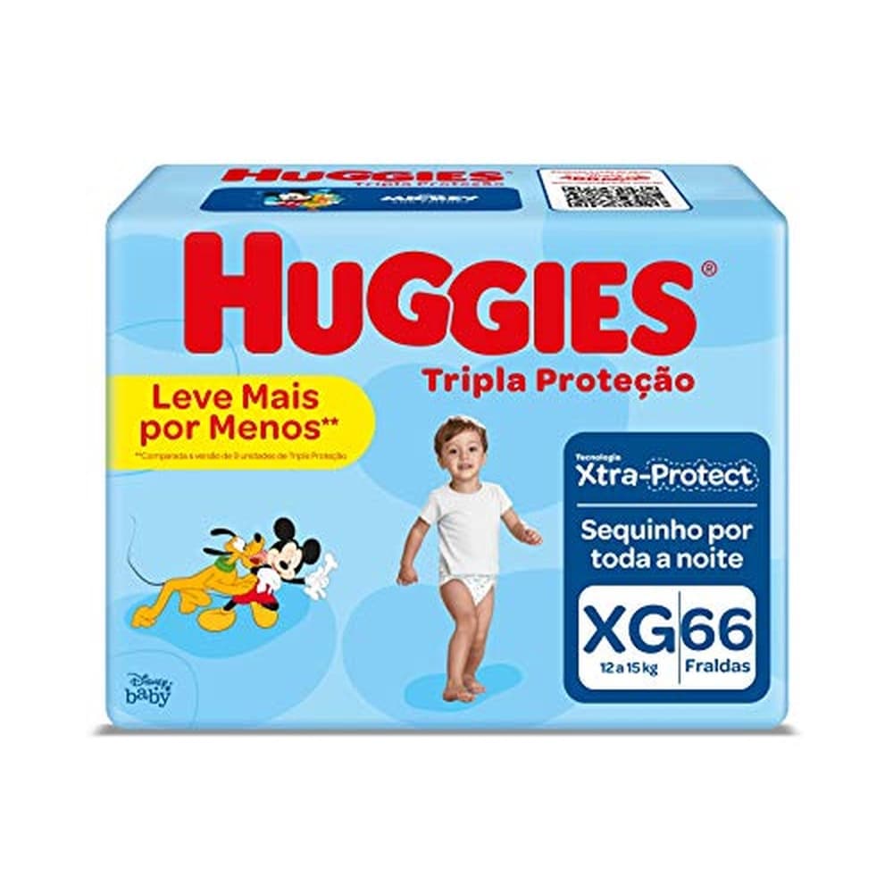 Fralda Huggies Tripla Proteção XG com 66 Unidades