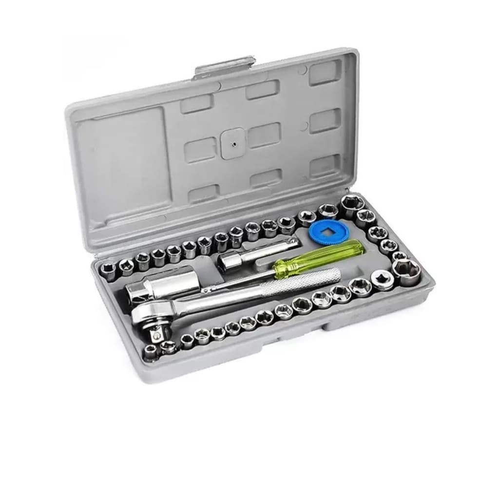 Jogo de Soquete 40 Pecas Chave Catraca Reversivel Kit Ferramentas Com Maleta Para Mecanica e Reparos