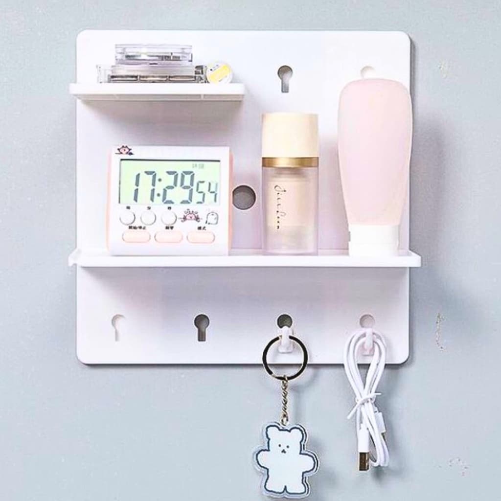 Porta Chave Parede Multiuso Organizador Decorativo 4 Ganchos 2 Suportes 22x22cm
