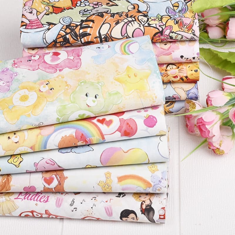 Urso Fofo De Desenho Animado Impresso 100 % Algodão Tecido Patchwork Costura Tecidos Acolchoados Bordado Faça Você Mesmo