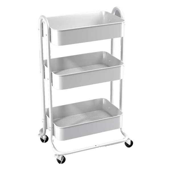 Carrinho Organizador De Metal Para Sala Cozinha Estúdio Multiuso 3 Prateleiras Tamanho 44,5x43,5x80,5cmJolitex