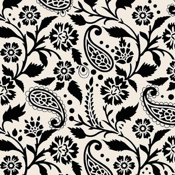 Tecido Patchwork Ramalhetes Vintage Preto Finesse RT401