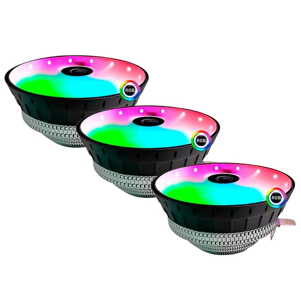 Kit 3 Cooler P/ Processador LED Colorido Silencioso Pc Gamer