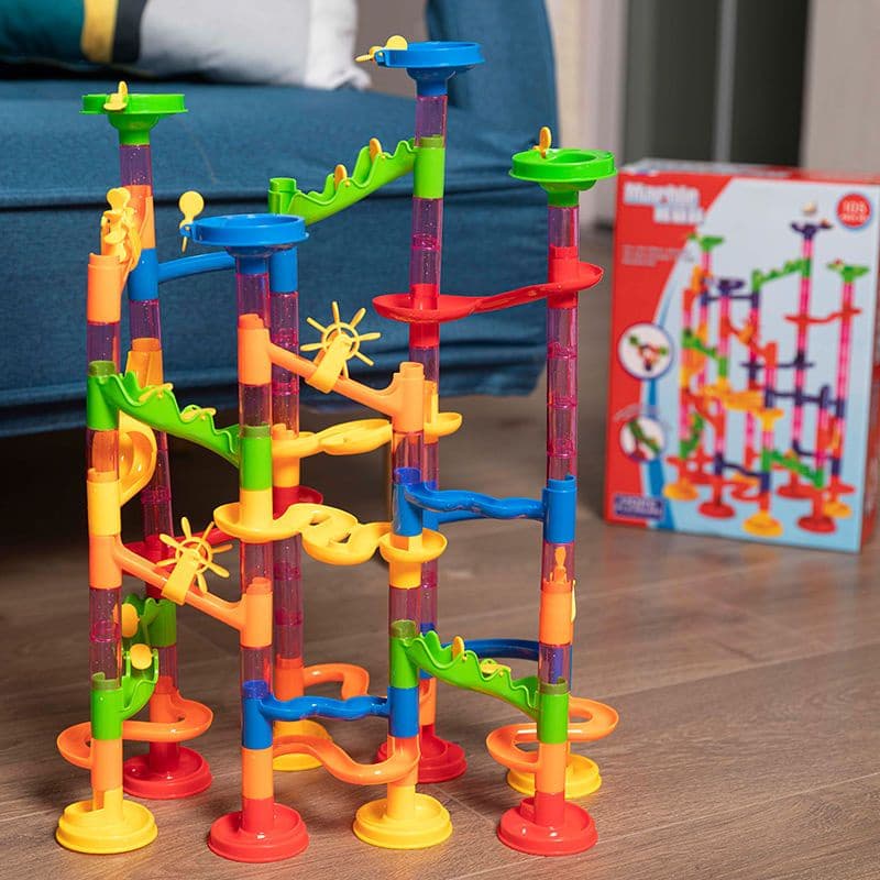 Brinquedo de pista de bolinhas de mármore para crianças de 3 a 6 anos, brinquedo educativo, versátil, torre de blocos de