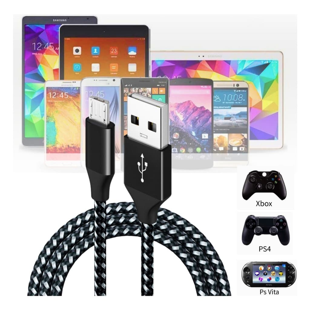 Cabo Carregador Ultra Rápido Resistente Micro usb 3 metros Xbopx Ps4 Celulares