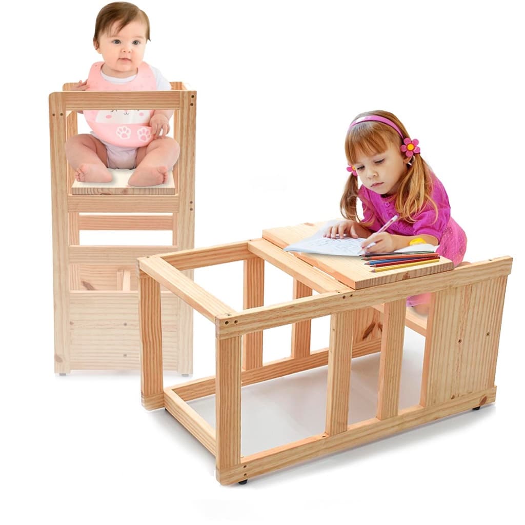 Torre De Aprendizagem Montessoriana Infantil Madeira Com Regulagem  4x1 Reforçada Premium