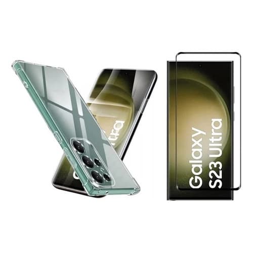 Capa Capinha e Película Cerâmica 3d Para Samsung Galaxy S23 Ultra