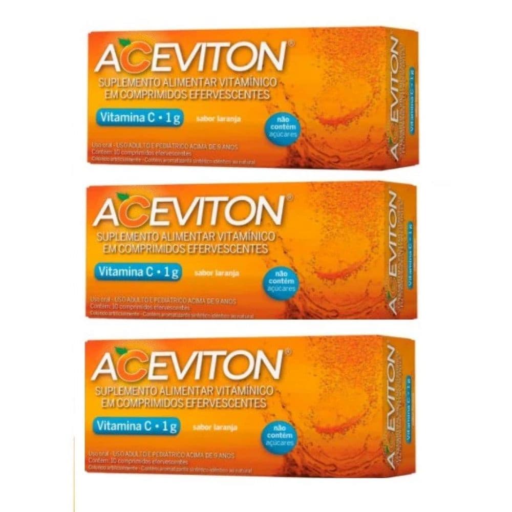 Cimed Vitamina C Aceviton 1g 10 Cpr Efervescentes Kit C/3 Vitamina C