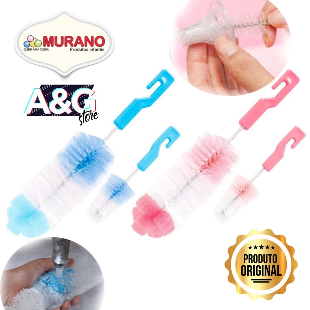 Kit Escova Para Lavar Mamadeira Com 2 Itens Lava Mamadeira E Bico Pra Bebes Limpeza Completa Boa Qualidade
