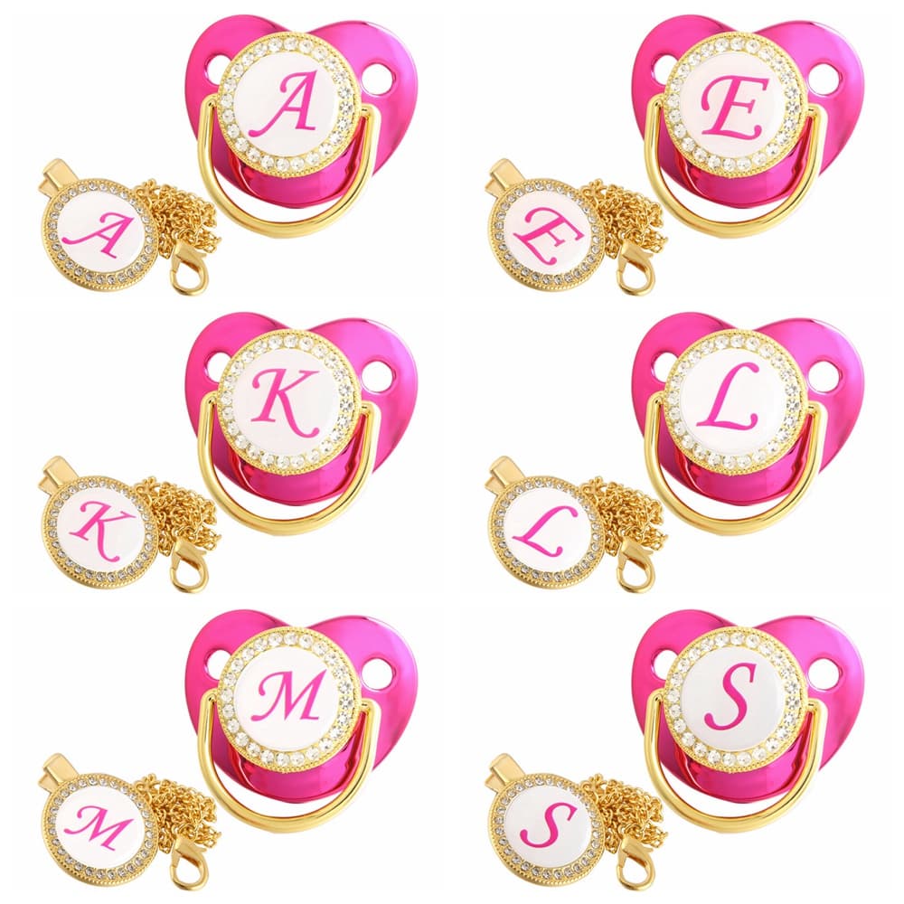 Baby Rose Letter Pacifier/Brinquedo De Boca Dourada Para Bebês/Cartoon Teether De Silicone