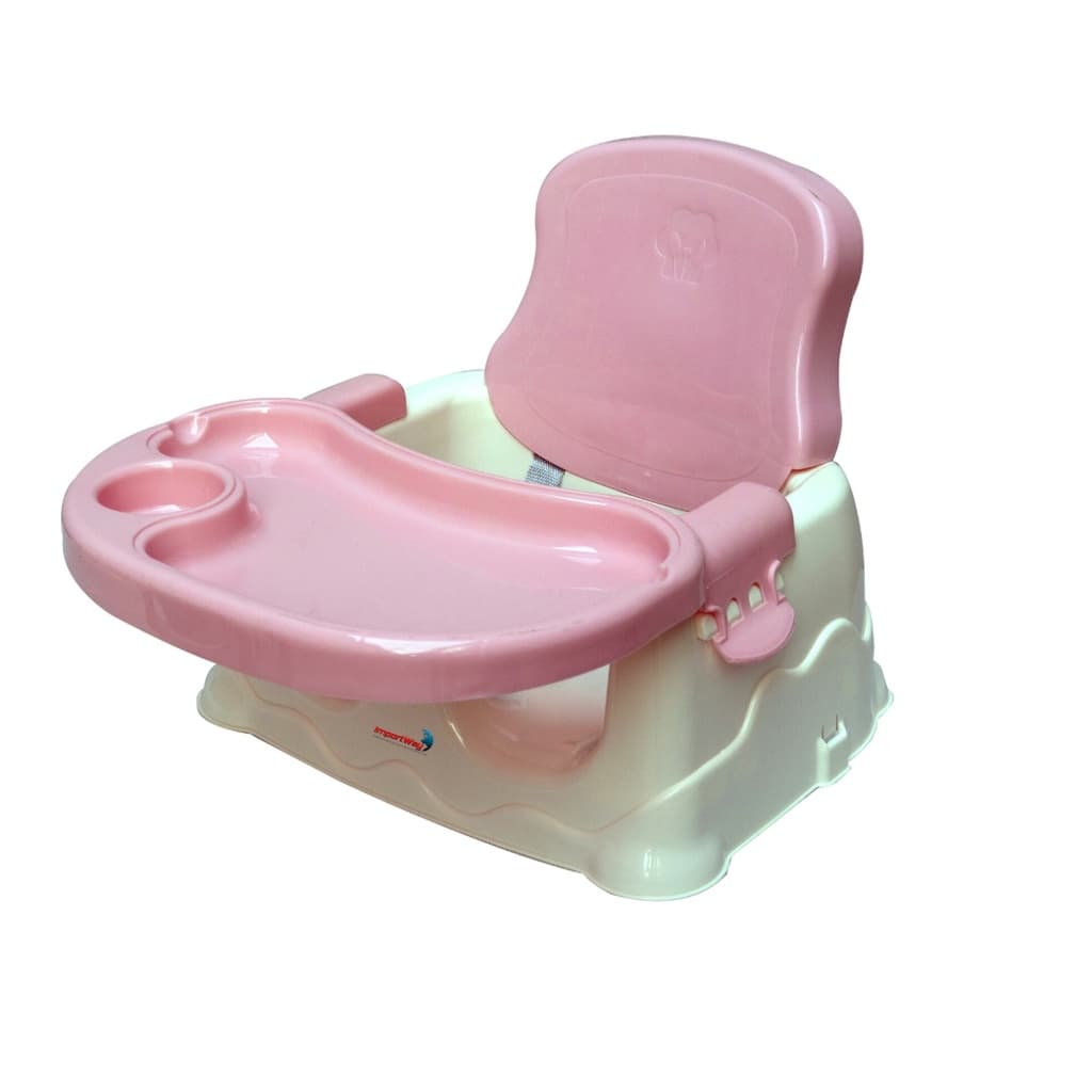 Cadeira Alimentação Bebê Assento Rosa Importway Booster De Mesa Com Bandeja e Cinto de Segurança