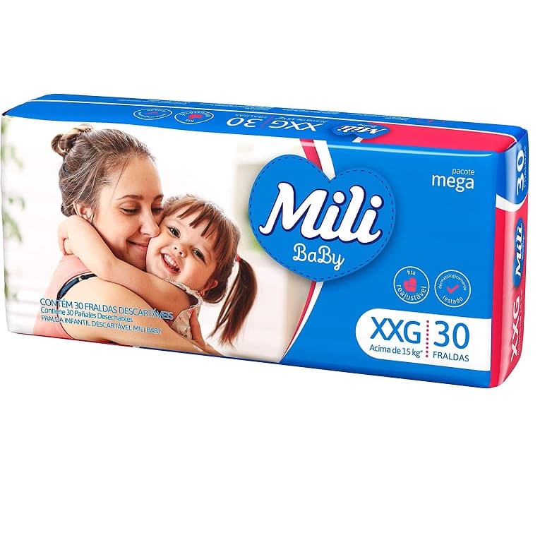 Fralda Descartável Mili Ultra Seca Mega Xxg Com 30Un – Mili