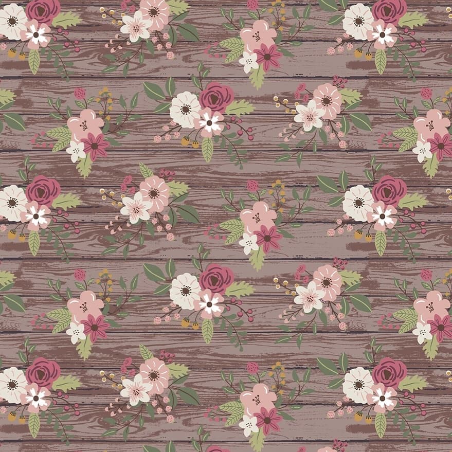 Tecido Patchwork Floral Madeira Marrom Imbuia Botânica 13802