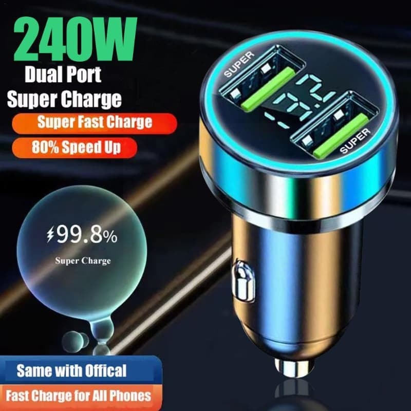 Carregador Duplo USB Para Automóvel 240V 2 Portas Telefone Rápido Display Digital Adaptador Universal De Carregamento Acessórios Interiores Automóveis