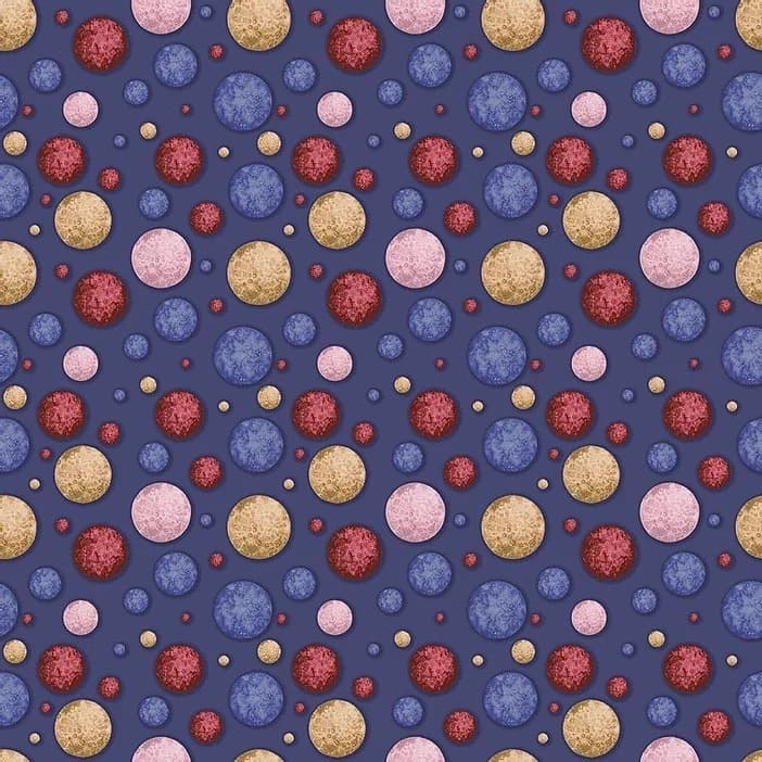 Tecido Patchwork Digital Poá Azul Escuro Elegance EL009