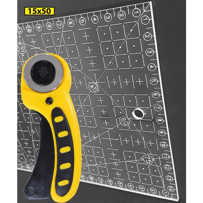 Regua Corte 15x50 Gravada Laser Cortador Patchwork Tecido.