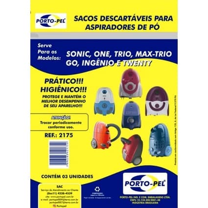 Kit 3 Sacos Aspirador Pó Electrolux Sonic - Porto Pel