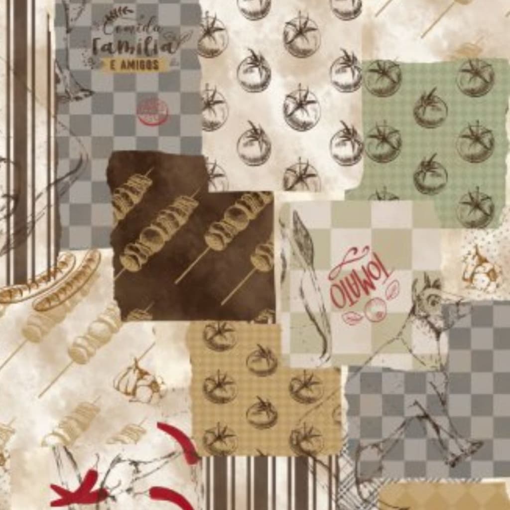Tecido Patchwork Digital Retalhos Paixão Nacional CM4014