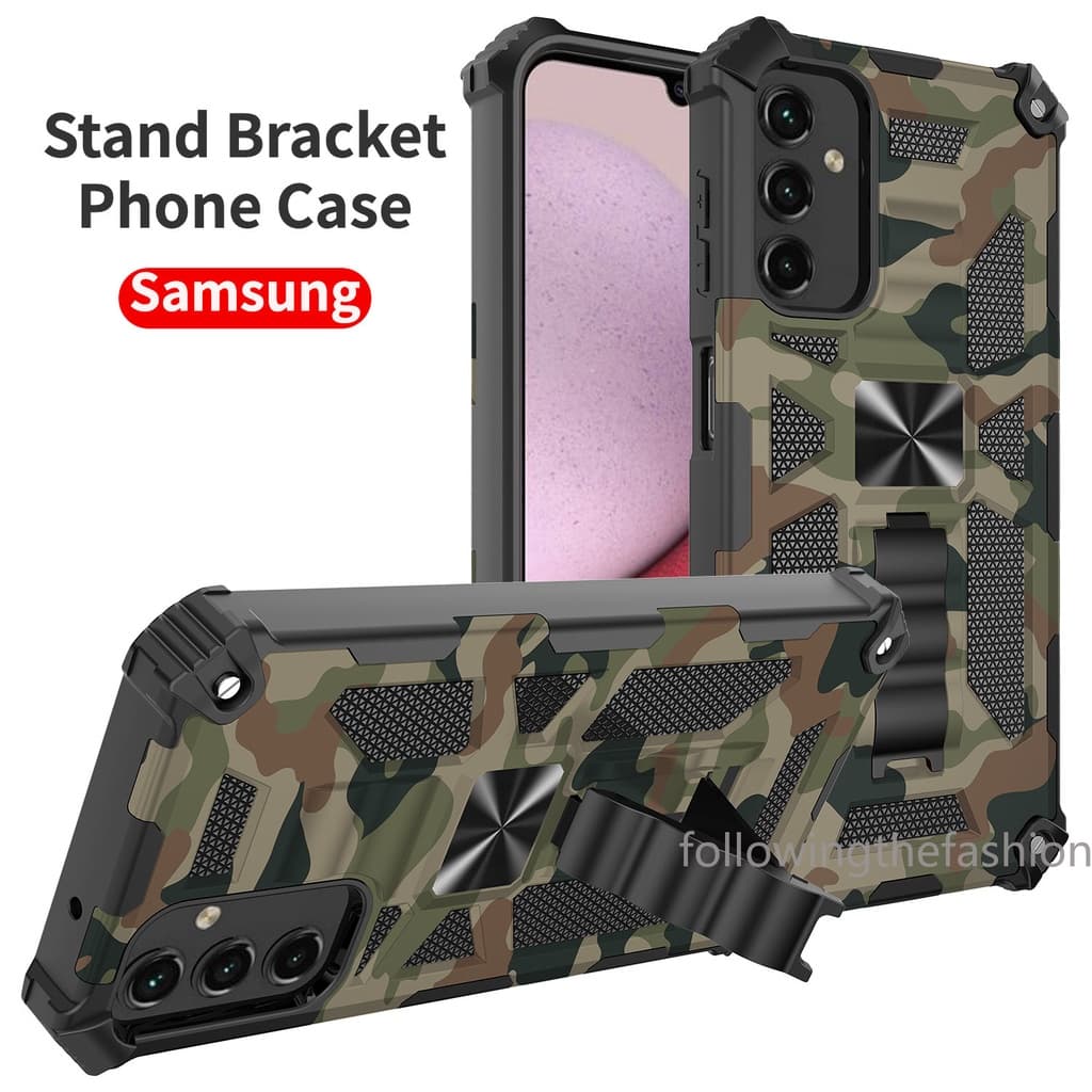 Para Samsung Galaxy A14 4G A24 A34 A54 5G 2023 Caixa De Telefone Com Suporte De Ímã De Carro Armadura À Prova De Choque Camuflagem Da Proteção Moda Anti Impacto Capinha Phone Case