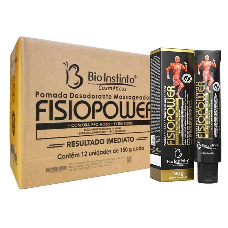 Pomada Desodorante Massageadora FisioPower 150g kit com 12 unidades - Bio Instinto