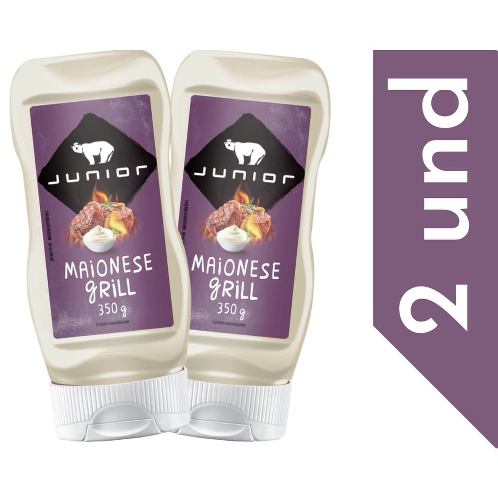 Maionese Grill Junior Defumada Cremosa 350g Usada Pelos Fast Foods - 2 UNIDADES