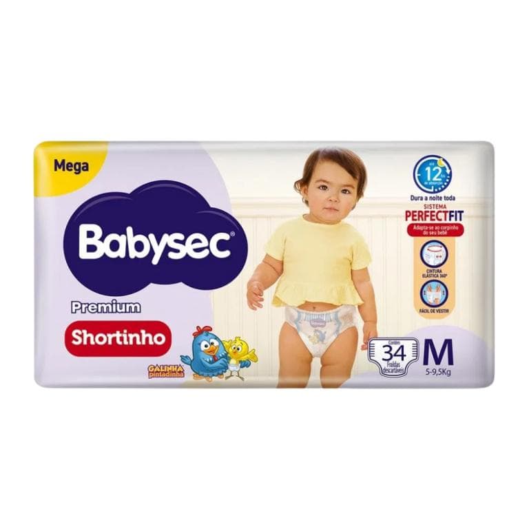 Fralda Babysec Premium Roupinha Mega M 34 Fraldas