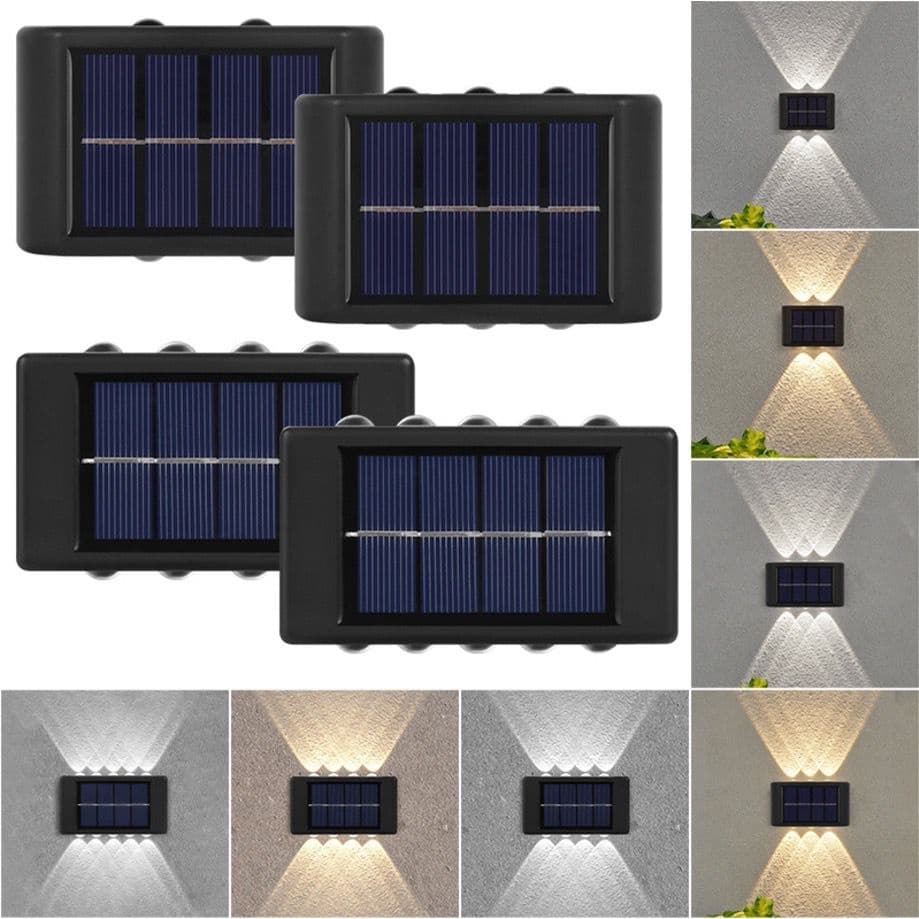 KIT 2 Arandelas 8/10/12 LED Slim Com 2 FocosCarregamento Solar Luminária Luz Quente  para área Externa Casa MT097