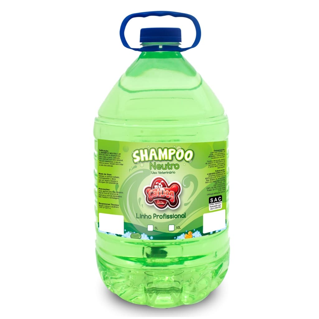 Shampoo para Cachorro Gato Neutro 5Litros Catdog Banho Tosa