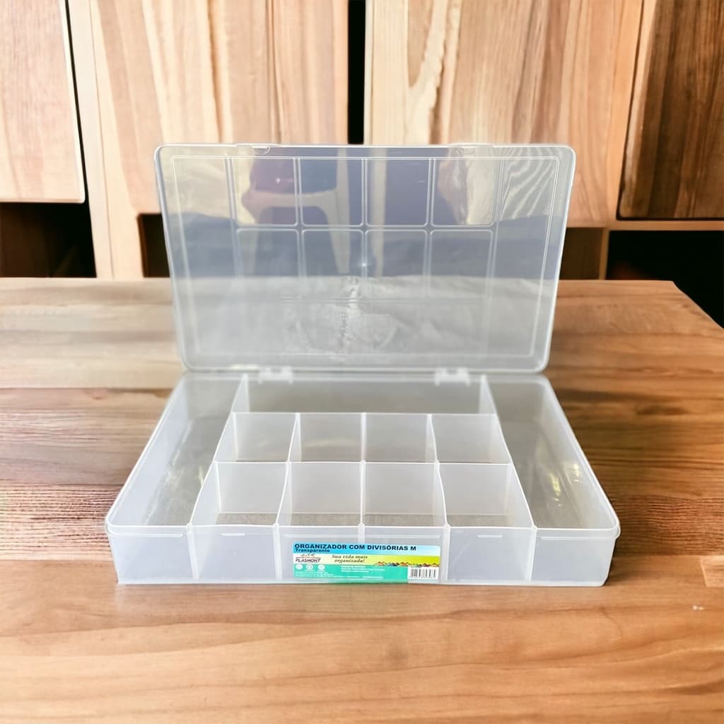 Kit 2 Caixa Box com 11 Divisorias Porta Parafusos Pregos Ferramentas Chaves Organizadora