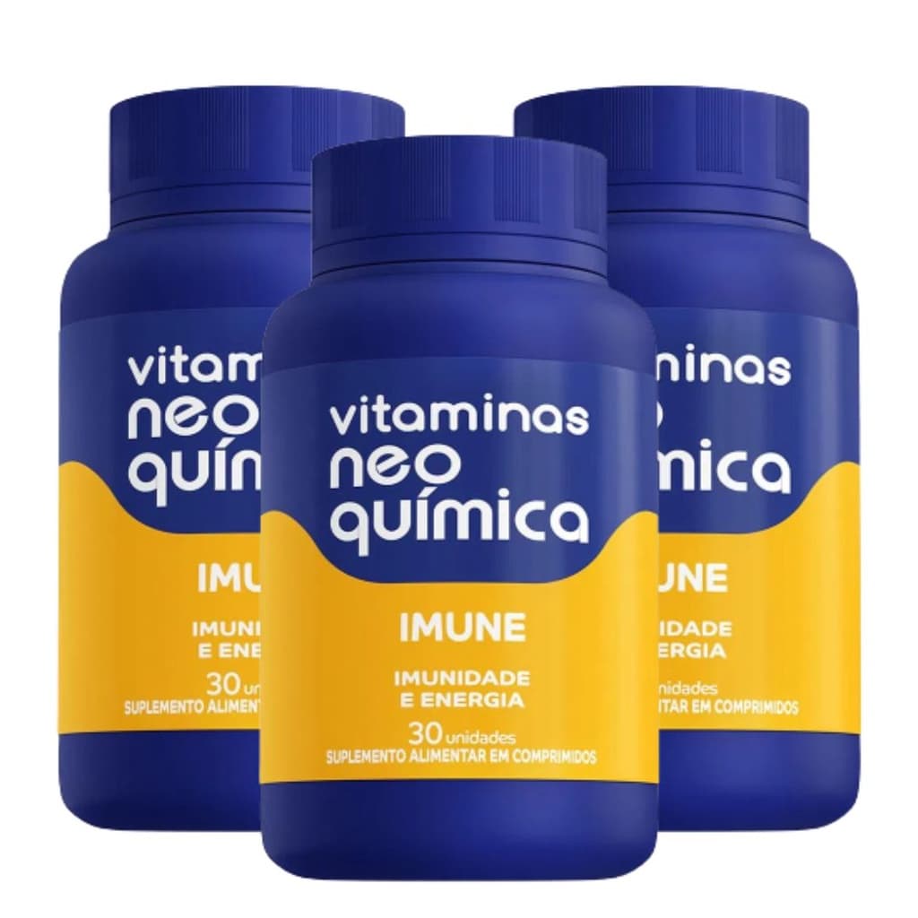 Kit 3 Neo Química Imune 30 Cápsulas Original Suplemento Alimentar Vitaminas C D Zinco Selênio 90 Cápsulas
