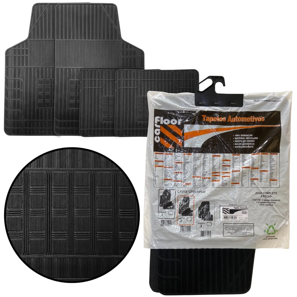 Jogo De Tapete Car Floor Automotivo Borracha 4 Peças Preto