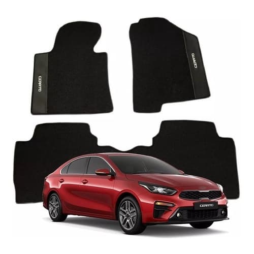 Tapete Automotivo Cerato 2013 2014 2015 2016 2017 2018 2019 2020 2021 2022 Em Borracha Cor Preto 03 Pçs