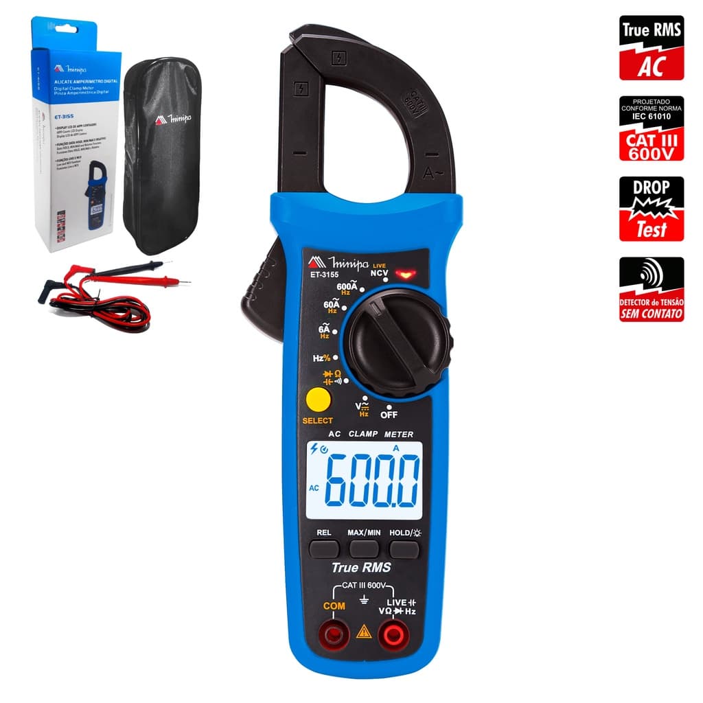 Alicate Amperimetro Digital MINIPA ET-3155 3 5/6 CAT III 600V