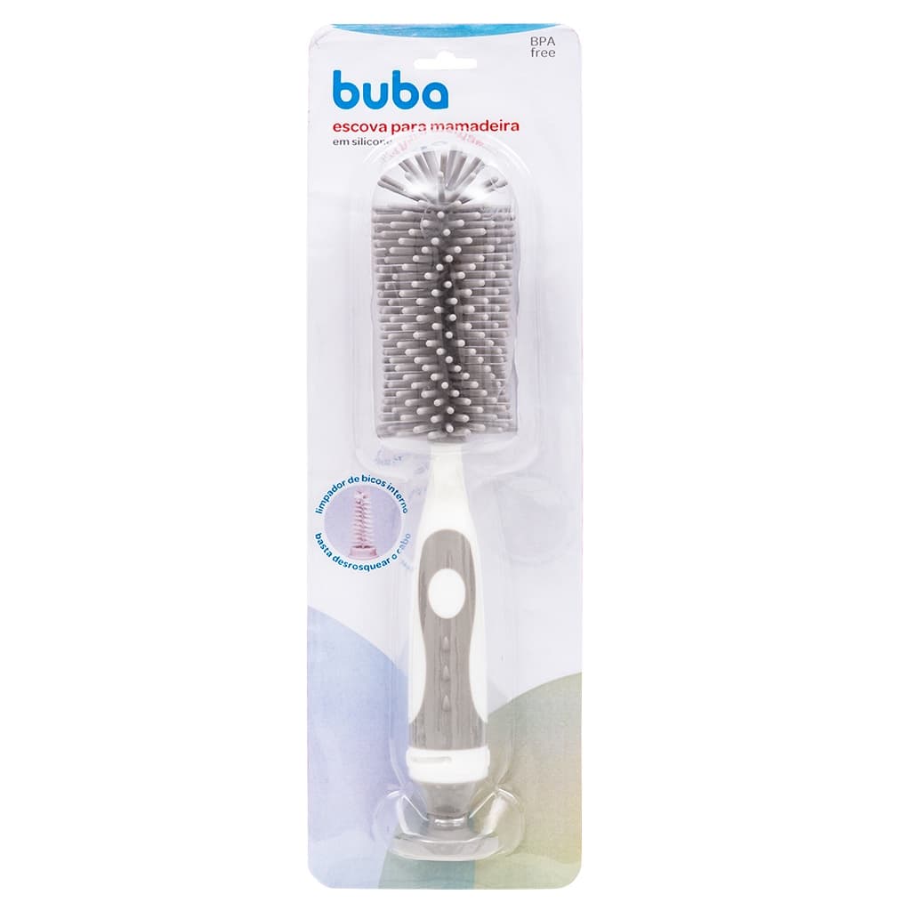 Escova Cinza Para Mamadeira E Bico Em Silicone 16276 - Buba