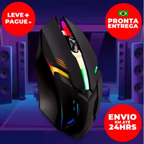 Mouse Gamer Para Jogo 1200 DPI Óptico Com Led Rgb Computador Notebook