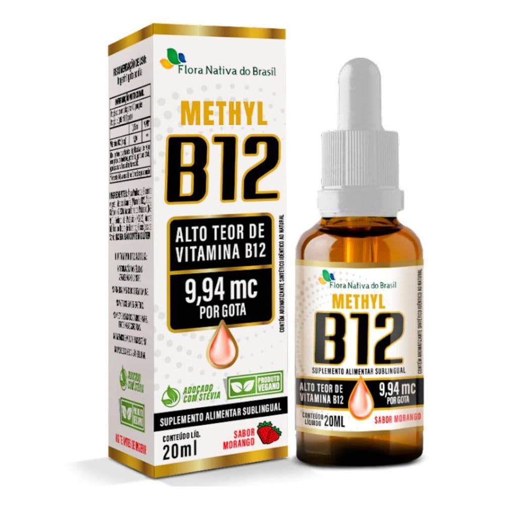Vitamina B12 ( Metilcobalamina 9,94 mcg / Gota) 20ml Sublingual Sabor Morango