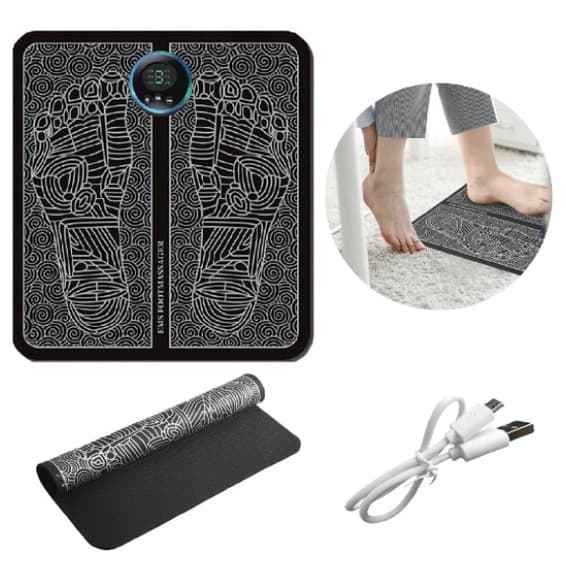 Tapete Massageador EMS TENS Elétrico para Pés - Alívio da Dor e Relaxamento Muscular