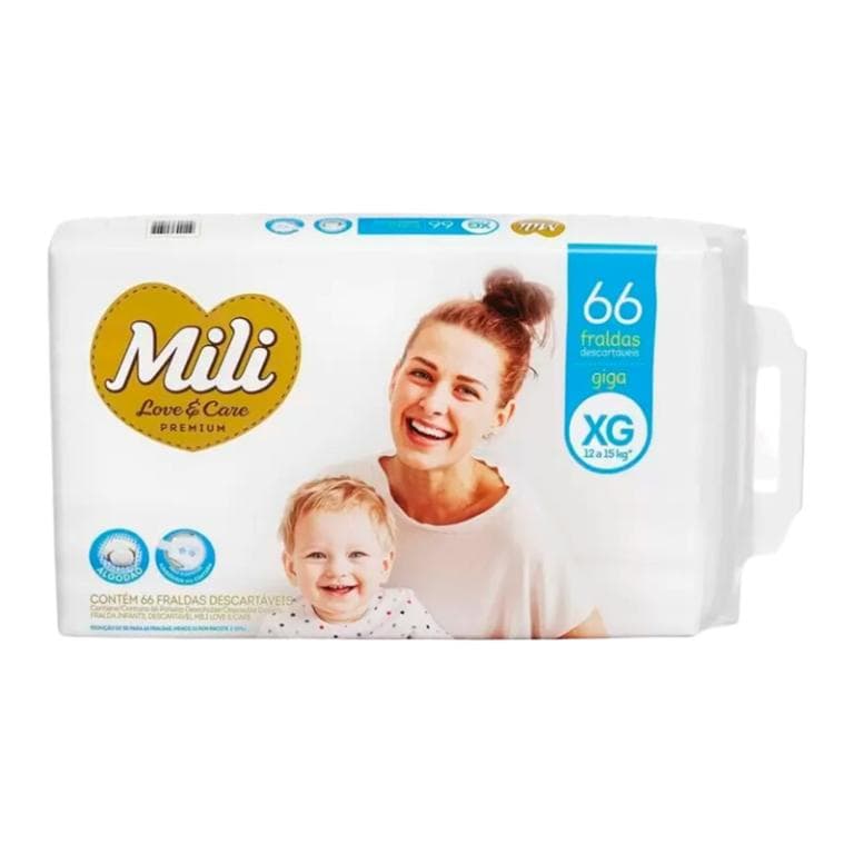 Fralda Mili Love & Care Giga XG 66 Fraldas