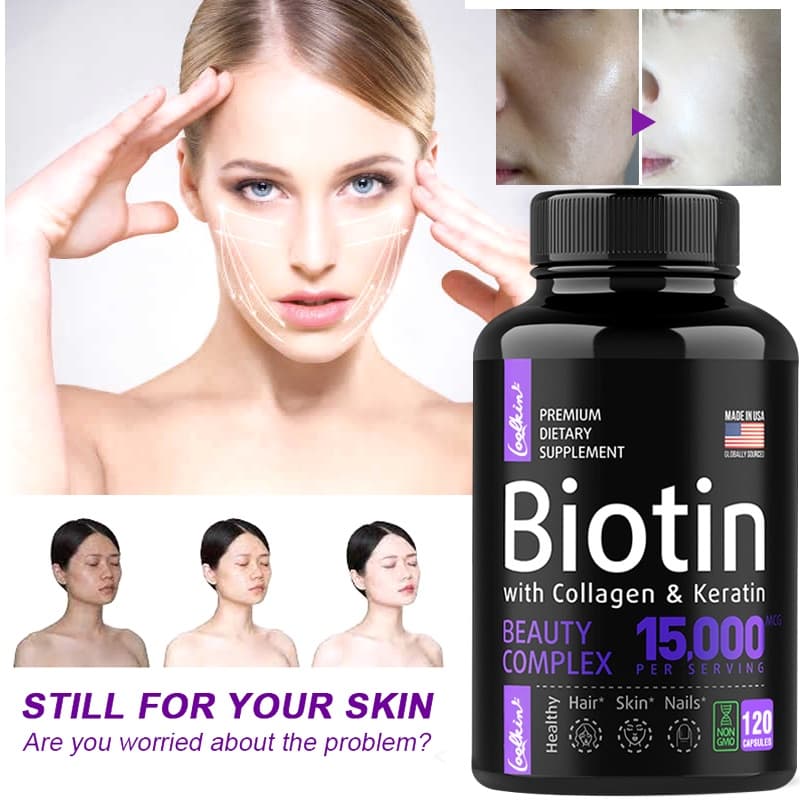 Suplemento De Queratina De Colágeno Biotina-Crescimento De Cabelo Para Homens E Mulheres-Vitaminas Pele Unhas-Suporte A Saúde Das Articulações Intestinal-Suplementos O